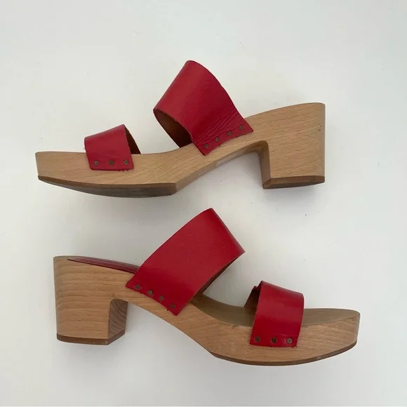 Red Leather Women's Sandals - Picture 9 of 13